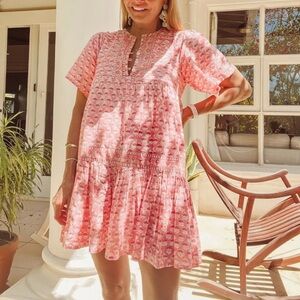 MAREA WOMENS TIKI DRESS COVERUP MINI PINK XS
